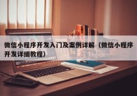 微信小程序开发入门及案例详解（微信小程序开发详细教程）