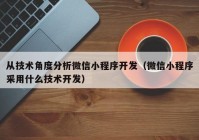 从技术角度分析微信小程序开发（微信小程序采用什么技术开发）