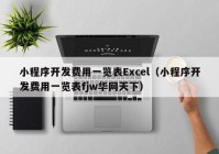 小程序开发费用一览表Excel（小程序开发费用一览表fjw华网天下）