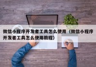 微信小程序开发者工具怎么使用（微信小程序开发者工具怎么使用教程）