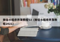 微信小程序开发教程53（微信小程序开发教程2021）