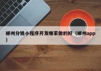 郴州分销小程序开发哪家做的好（郴州app）